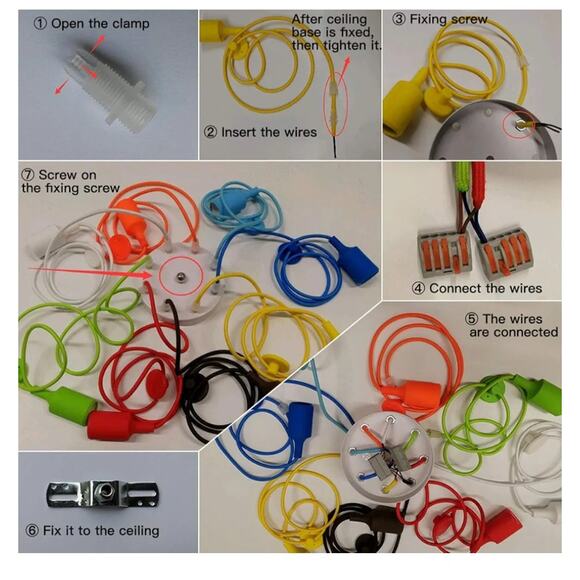 6‑Arm Colorful Rainbow Spider Chandelier – DIY Adjustable Ceiling Light - Picture 5 of 6